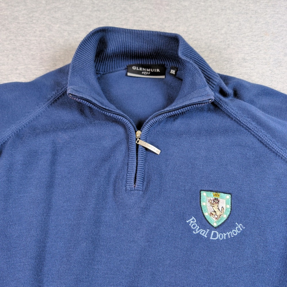 Glenmuir 1891 Royal Dornoch Golf Club Quarter Zip Sweater Blue Mens XXL XL